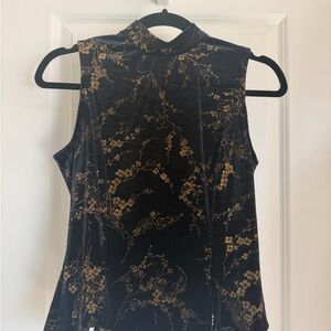 Gant Black and Gold Floral Sleeveless Blouse